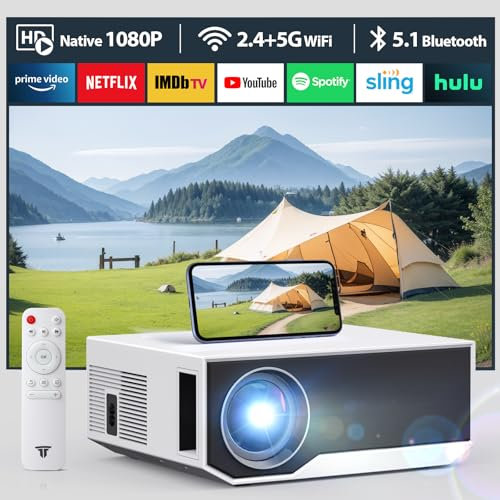 ZDK Neuer Mini Beamer 2024 4K-Unterstützung Full HD 1080P 5G WiFi projektor mit 20000 Lumen für Heimkino kompatibel mit Smartphones/TV-Stick/PS5 /Xbox