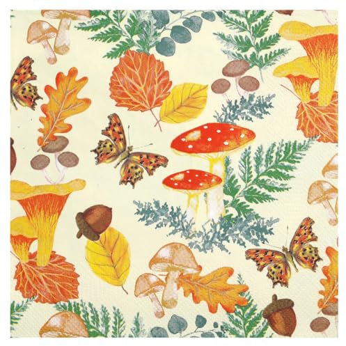 Talking Tables 20 x Herbst-Einweg-Papierservietten, 3-lagig, Recycling, Einweg-Servietten, ganzjährige Verwendung, Decoupage, Catering, gemusterte Serviette
