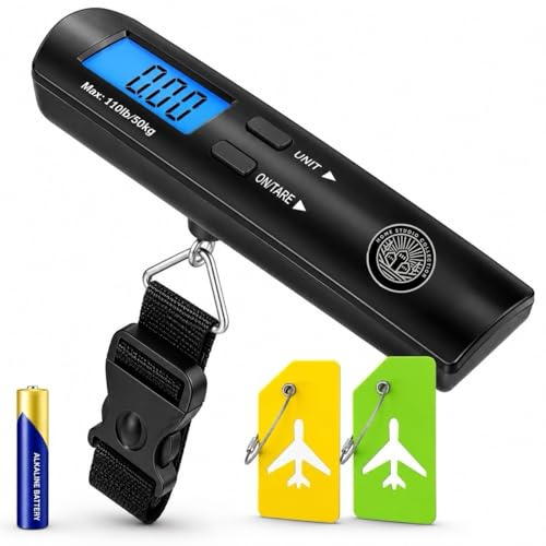 Luggage Scale with Baggage Tags Included Digital HD LCD Display 110 lb/50 kg Capacity Weight Luggage Scale for Heavy Baggage Digital Baggage Weight Scales for Small to Large Size Bag Battery Included
