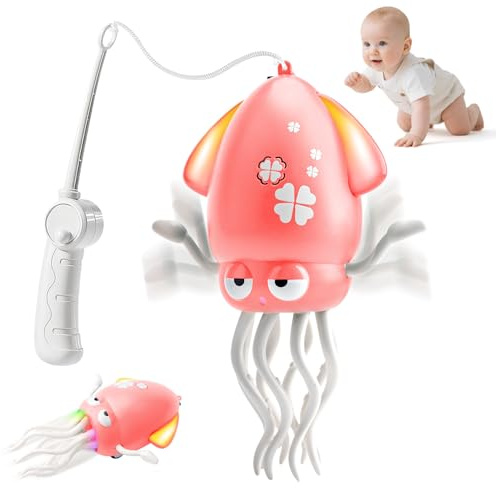 KutaKuta Dancing Octopus Toy — 2025 Latest 8 Leg Electric Dancing Squid Toy with Lights, Music and Fishing Rod, Rechargeable Crawling Octopus Toys with Automatic Obstacle Avoidance for Kids Gifts