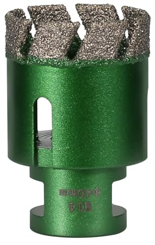 Vearter 40 mm Diamond Core Drill Bit, M14 Thread Connection Masonry Hole Saw, Vacuum Brazed Hollow Hole Cutter for Tile, Marble, Granite, Porcelain, Concrete, Quartz Stone