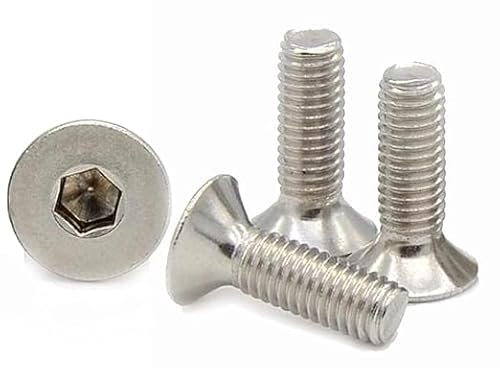 M6 (6mm x 25mm Inc Head) Hex Socket Countersunk Machine Screws - BZP Steel (Pack of 20)