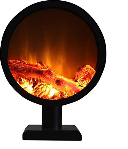 BGFYUSF Kamin Freistehender elektrischer Kamin für Zuhause mit simulierter Holzscheitflamme， runder dekorativer elektrischer Kamin， Knopf/Fernbedienung， einstellbare，52x30x20cm