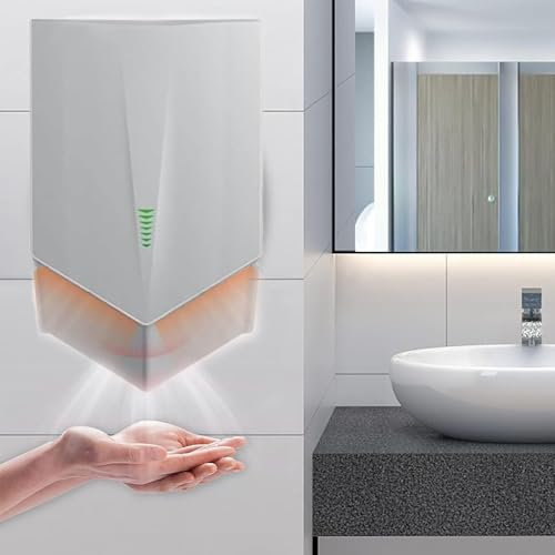 Mcamgiczin Asciugamani Automatici Commerciali per bagni Asciugamani Elettrico Compatto Commerciale da 1500 W, Asciugatura Rapida, Asciugamani Automatico ad Alta velocità,Silver