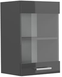 Vicco Küchenglasschrank R-Line, Anthrazit Hochglanz, 40 cm | 1 Tür · 1 Einlegeboden · Tiefe – 31 cm · ✓ Frei kombinierbar · ✓ Alles im Blick