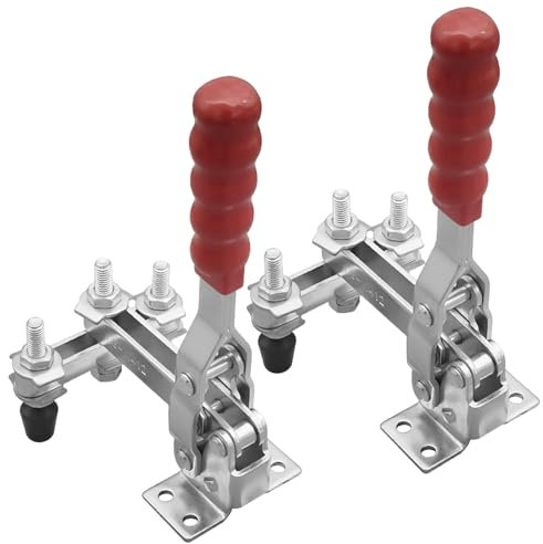 2 Pièces de Serrage Rapide Vertical Double Face, Force de Serrage 227 kg, Force de Serrage Stable, Fixation Précise par Pression pour Le Bois, Le Métal et La Construction de Meubles (Argent)
