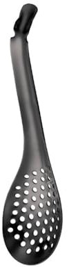 FOVAOK Juego de 5 cucharas esféricas de acero inoxidable, cuchara de caviar dividida para sacar aceitunas, alcaparras de la olla, herramienta de cocina de gastronomía molecular (negro, 5 piezas)