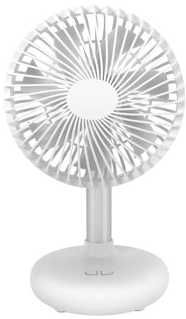 Tdkjfoutr Mini Ventilador Oscilante USB Recargable, Ventilador de Mesa Portátil con Baterías con 4 Niveles de Velocidad, Ventilador de Escritorio para Exterior Blanco