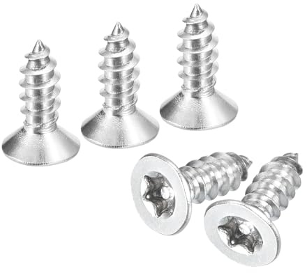 QUARKZMAN 60 Stück Senkkopf-Torx-Schrauben, M4 x 12mm Torx Holzschrauben 304 Edelstahl Sicherheitsschrauben mit Bit T20, Selbstschneidend, Diebstahlsicher für Holz, Mechanische (Silber)