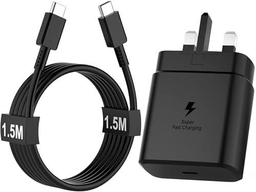 Compatible with Samsung 45W Super Fast Charger USB C Charger Plug and Cable 1.5M USB C to C Charging for Samsung S24 Ultra/S23/S22/S21 FE/S20/A16/A15/A14/A13/A12/A32/A33/A34/A35/A52/A53/A54/A55/A56