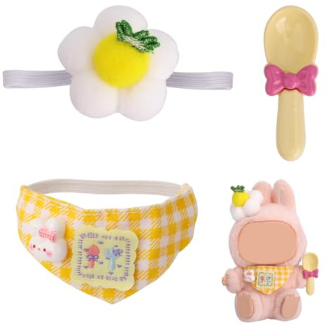 Ensemble de Vêtements pour Poupées de 15cm/17cm, Chapeau 3 Pièces Bavoir Cuillère à Riz Accessoires Tenue Poupée Jaune Vêtements Mignons Tomate pour Poupées (Tenue Seule)