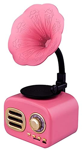 ZJFHEYUO Enceinte Bluetooth rétro Style boîte à Musique, Platine Vinyle Vintage en Forme de Gramophone avec entrée auxiliaire, Port USB pour clé USB, Style phonographe pour la déc