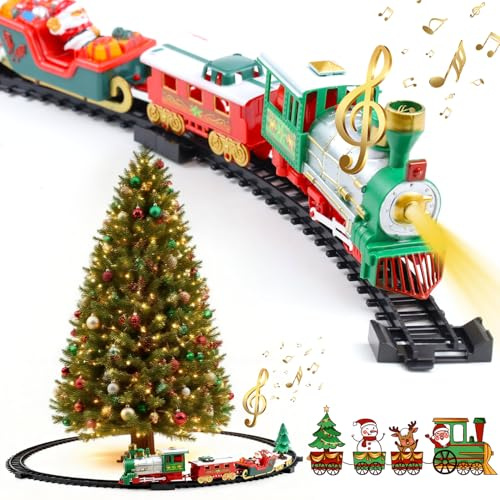 Weihnachtszug Elektrisch Mit Musik,Weihnachtsbaum Zug, Eisenbahn Weihnachtsbaum Elektrisch für Kinder ab 6 7 8 10+Jahren (In den Bäumen)