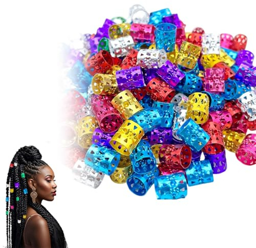 200 Pezzi Dreadlocks Polsini per Capelli in Metallo,Polsini per Capelli Robusti Regolabili in Metallo Anelli Intrecciati Decorazioni per Capelli Intrecciati, Anelli Capelli Treccia Metallo
