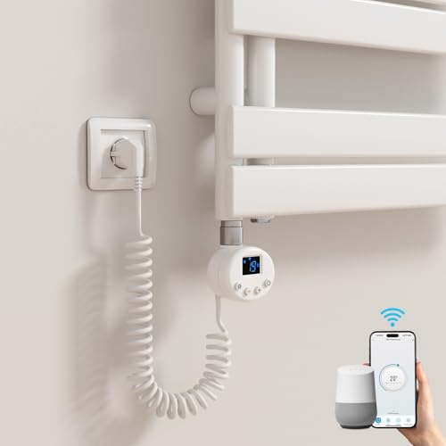 Heilmetz Barre di Riscaldamento Smart WiFi con termostato 300W Bianco, Elementi di Riscaldamento per radiatore da Bagno con Controllo Temperatura, Funzione di temporizzazione