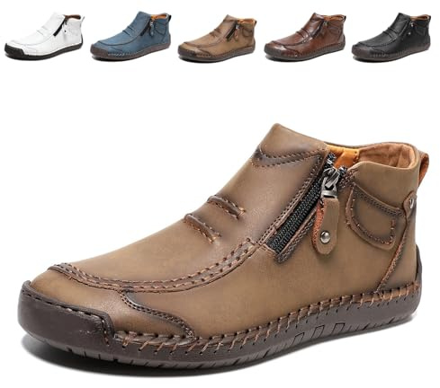 Herrslip-on Ortopediska Läderstövlar, Handgjorda Slip-on Körstövlar I Premiumläder For Män, Med Dragkedja I Sidan, Bred Tå
