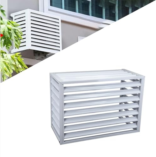 Outdoor Air Conditioner Cover - Decorative Privacy Fence Screen for Heat Pumps, Noise Reduction, 45° Inclined Grille, Weatherproof & Stylish Facade Protection