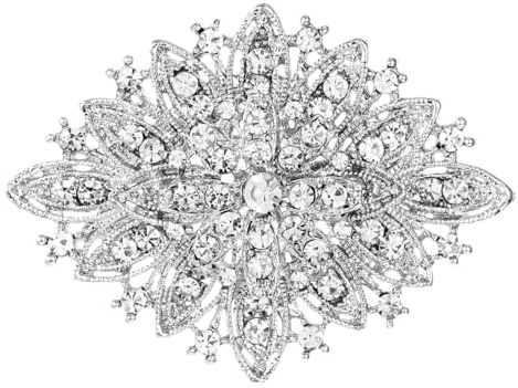 Brooches for Women, Silver Rhinestone Brooch Pins Elegant Crystal Corsage Pin Vintage Diamond Lapel Pins for Sweater Coat Dress Suit Wedding Parties Prom