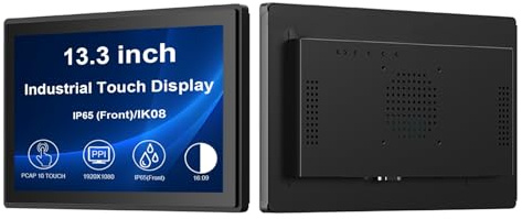 VSDISPLAY Monitor industriale di tocco di 13.3 pollici, 1920×1080, 300 nits | IP65 anteriore, tocco di 10 punti, ampio angolo di visione, corpo del metallo