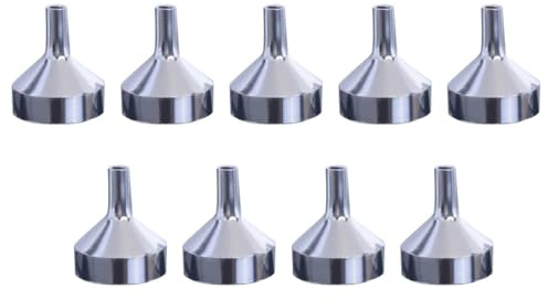 HOMSFOU Embudo Metálico Mini para Transferencia de Perfume y Aceites Esenciales, Set de 9 Piezas Plateadas, Compacto y Práctico para Relleno de Líquidos en Botellas Pequeñas, Dispensador
