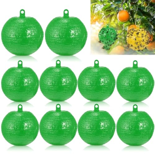 10pcs Boule Anti Mouche Boule De Piège À Mouches Suspendue, Boule Collante Anti Mouche Pièges À Insectes, Attrape-Mouches À Fruits, pour De Cours, Vergers (Vert)