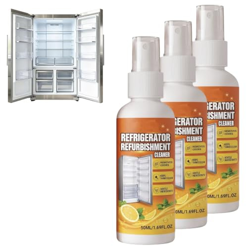 Kraftig kökskylskåp avfettare rengöringssprej, inuti kylskåpet reiniger & refrigérateur deodoriseringsspray, citrus färskt kylskåp inuti kylskåp, gummitätningar och glashyllor renare (3 st)