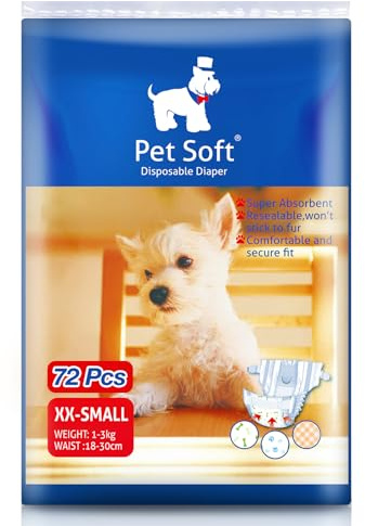Pet Soft Dog Diapers Female - Disposable Puppy Diapers, Cat Diaper 72pcs XXSmall