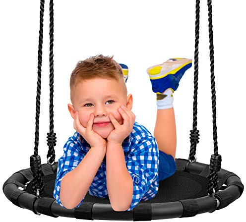 Sorbus Saucer Tree Swing - Kids Outdoor Disc Round Swing - 24 Heavy Duty 220lbs Seat - Easy Install Flying Saucer Web Circle - Perfect for Gift, Playground, Backyard, Indoor/Outdoor