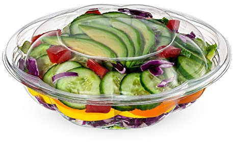 GUSTO [18 oz. - 50 Count Clear Plastic Salad Bowls with Lids, Disposable Salad Containers - Perfect for Takeout, Salads, and Meal Prep (Formerly Comfy Package)