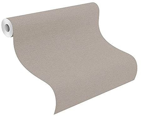 Rasch Tapeten 452037 aus der Kollektion Kalahari-Einfarbige Vliestapete in hellem Braun mit textiler Struktur-10,05m x 53cm (L x B) Tapete