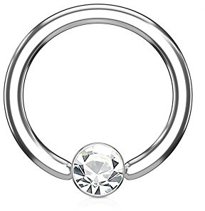 beyoutifulthings Ring eingefasster ZIRKONIA 4mm Brustwarzen-Piercing Intim-Piercing Brust-Piercing Edelstahl Silber Ring 1,2mm/1,6mm 8mm/10mm/12mm