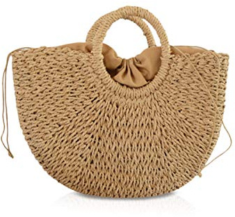 NICOLE&DORIS Neue Frauen Handtasche Stroh Tasche Griff Tasche Sommer Strandtasche Rattan Woven Handtasche für die Dame