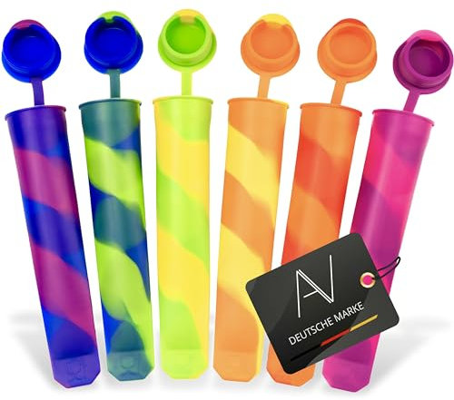 AVANA Wiederverwendbare Eisformen aus Silikon (6 Stück) Eis am Stiel Eiscreme Formen Ice Pop Maker Wassereis Eislutscher BPA Frei - Bunt
