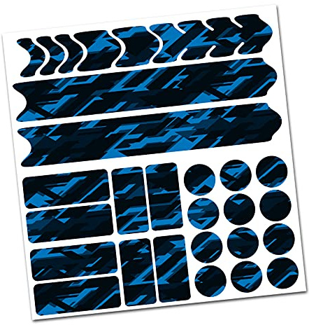 AlphaShield K159 K161 - Pellicola protettiva per telaio e forcella posteriore della bicicletta, in carbonio, per mountain bike, BMX, protezione per la vernice (16 Future Neon Blu)