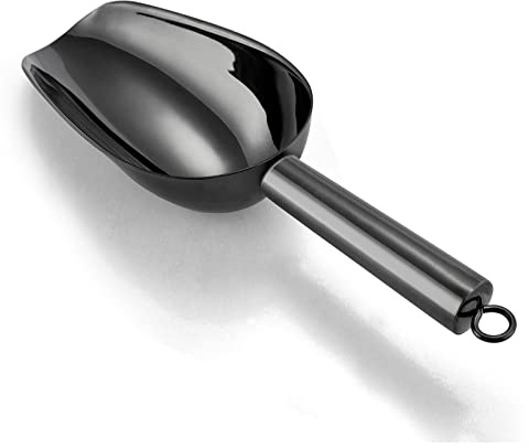 TEAMFAR Pelle à glace noire - En acier inoxydable - Pour bar, cuisine, buffet, fête, qualité supérieure - Passe au lave-vaisselle