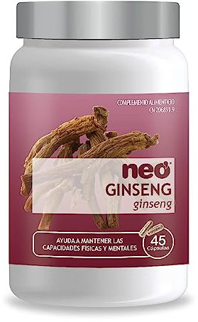 NEO | Ginseng | 45 Cápsulas | Bote para 1 Mes | Mejora la Concentración y Memoria | Mantiene las Capacidades Físicas | Mejora la Presión Arterial | Aporta Energía y Vitalidad