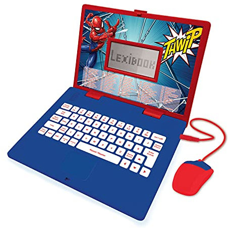 Lexibook, Spider-Man, Educational and Bilingual Laptop English/Polish, Children's Toy (Boys and Girls), 124 Activities, Games and Music, Blue/Red, JC598SPi17