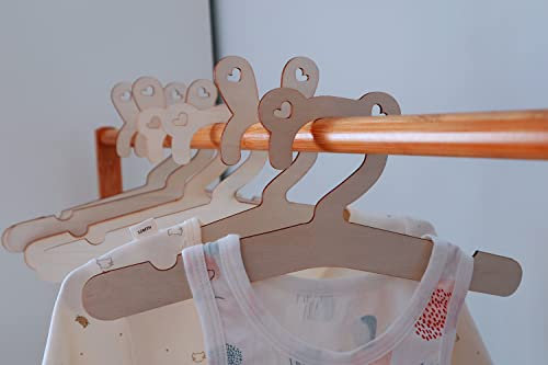 Tootesa 10 Stück Baby Kleiderbügel aus Holz, Kinderkleiderbügel Kleinkinder Kleiderschränke für Kleidung,Hosen,Spielzeug,Kindergartenzimmer Deko