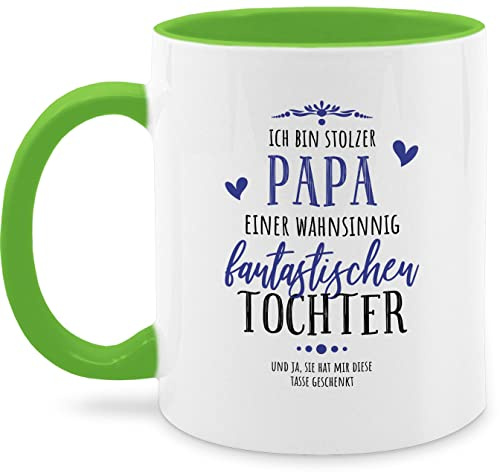 Tasse Tassen 325ml - zum - Ich bin stolzer Papa einer fantastischen Tochter - Vatertag lustig Vater und Tochter Papa Geschenk - 325 ml - Hellgrün - fuer von vatertagstasse vatertagsgeschenk für