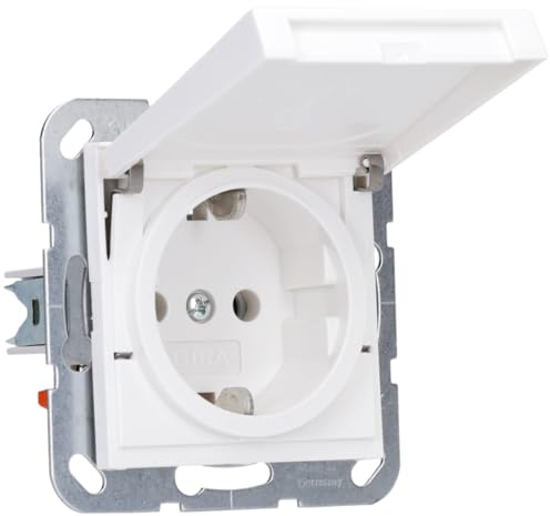 GIRA 445427 SCHUKO Steckdose mit Klappdeckel System 55 Reinweiß seidenmatt