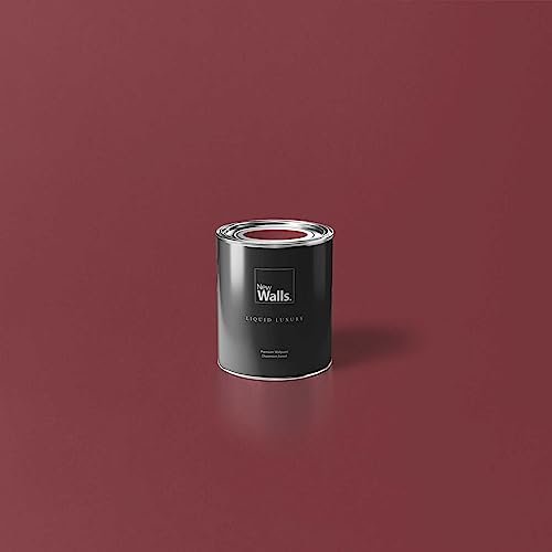 New Walls Premium Wandfarbe Rot, Kirschrot Liquid Luxury Dispersionsfarbe für Innenräume – 1 L