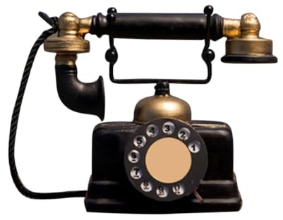 Operitacx Antikes Telefon Deko 7.4X3.9X6.8 Zoll Kreatives Retro Drehtelefon Vintage Desktop-Ornament Für Wohnzimmer Büro Café Bar