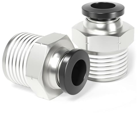 TAILONZ PNEUMATIC Racores rectos macho macho de cobre de 10 mm de diámetro exterior x 1/2 BSP para racores PC10-04 (Paquete de 10)