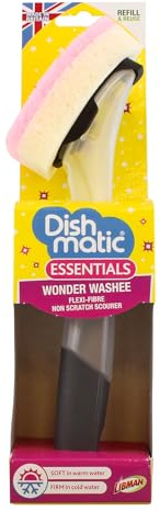 Dishmatic Wonder Washee Spülgriff zum Befüllen mit austauschbarem Kopf, Dual Action, wärmeempfindlich, Schwarz, 1 Stück