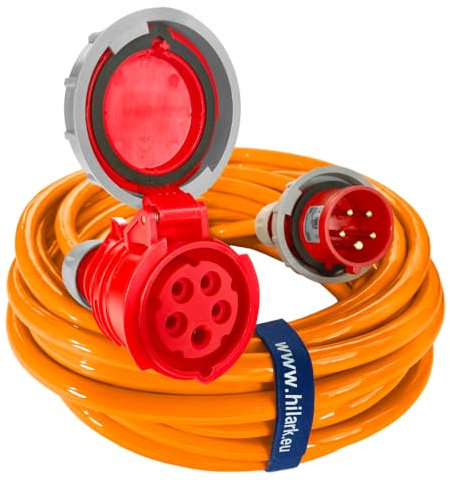 CEE IP44 Verlängerungskabel aus Polyurethan (H07BQ-F 5g4 32A IP67, Orange, 20 Meter)