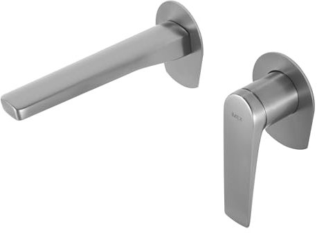 MICE - Grifo monomando empotrado para lavabo hecho de latón - Monomando para lavamanos - Grifor empotrados de baño Color Acero Inox. Cepillado