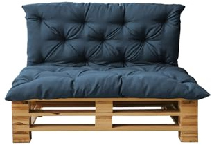 chilly pilley® Palettenkissen Gesteppt mit Schaumstoffflockenfüllung - Sitzkissen und Rückenlehne – Indoor & Outdoor, viele Farben - Blau
