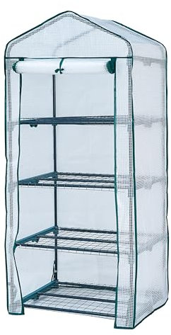 Top Home Solutions® Mini Greenhouse - 4 Tier Cold Frame With White PE Cover, Roll-Up Zipped Door - Portable Greenhouse For Plants And Seedlings - Perfect for Outdoor Garden and Home