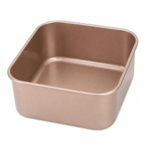 CHEOTIME Teglia da Forno, Teglia Quadrata Profonda Per Tortiere in Acciaio al Carbonio Addensata Impilabile Antiaderente Lavabile in Lavastoviglie Per Pane (21.5 x 21.5 x 8cm)
