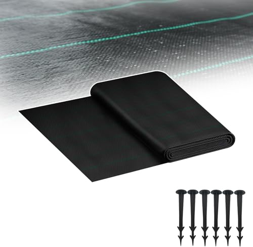 MAYTIIMO Toile anti-mauvaises herbes 10 m², 2 m x 5 m, perméable à l'eau, tissu anti-mauvaises herbes 100 g/m², non-tissé pour jardin, indéchirable, haute stabilisation UV